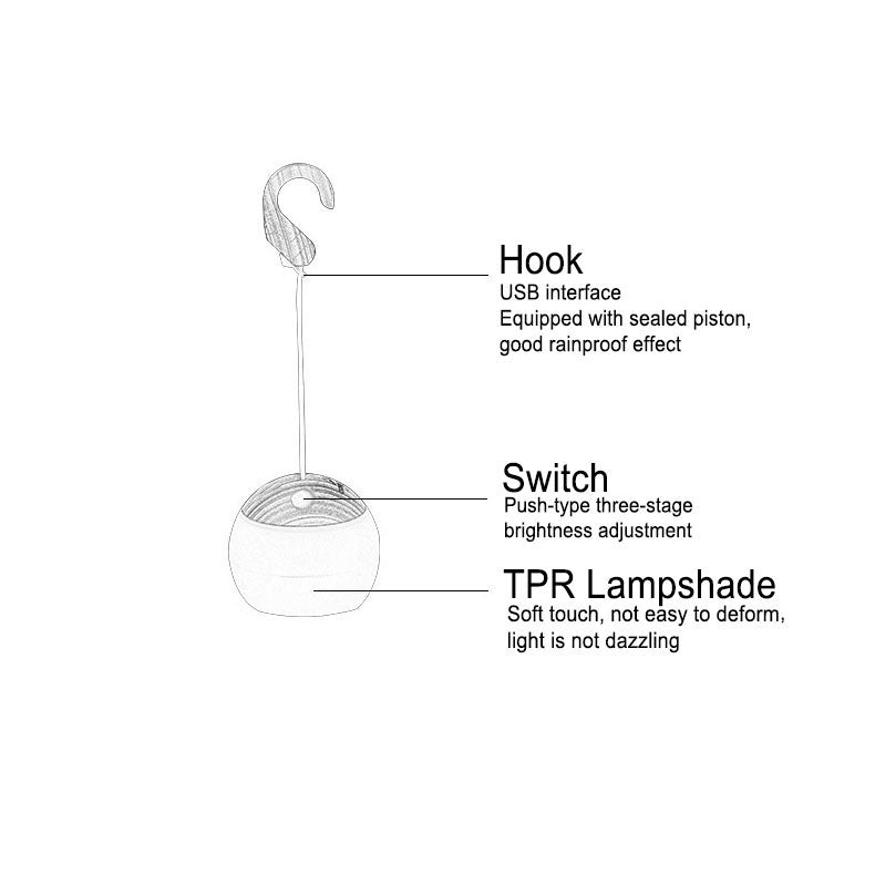 Luce da Tenda da Campeggio LED Ricaricabile USB da Esterno Minimalista Moderna