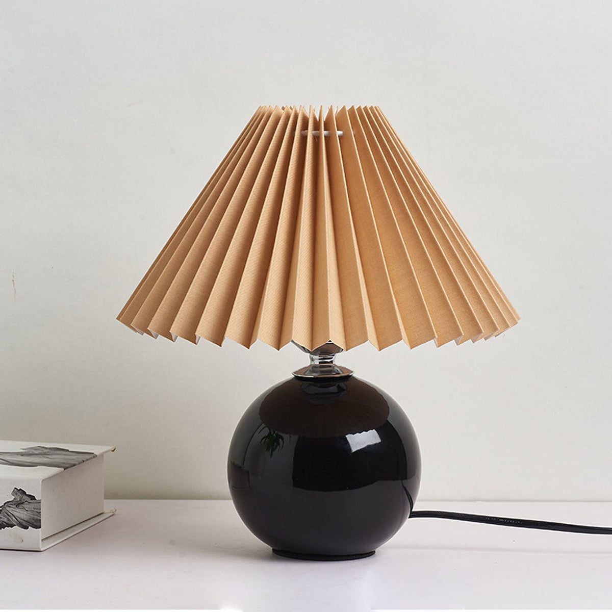 Lampada da Tavolo Ceramica Pieghettata Minimalista Nordica a 1 Luce