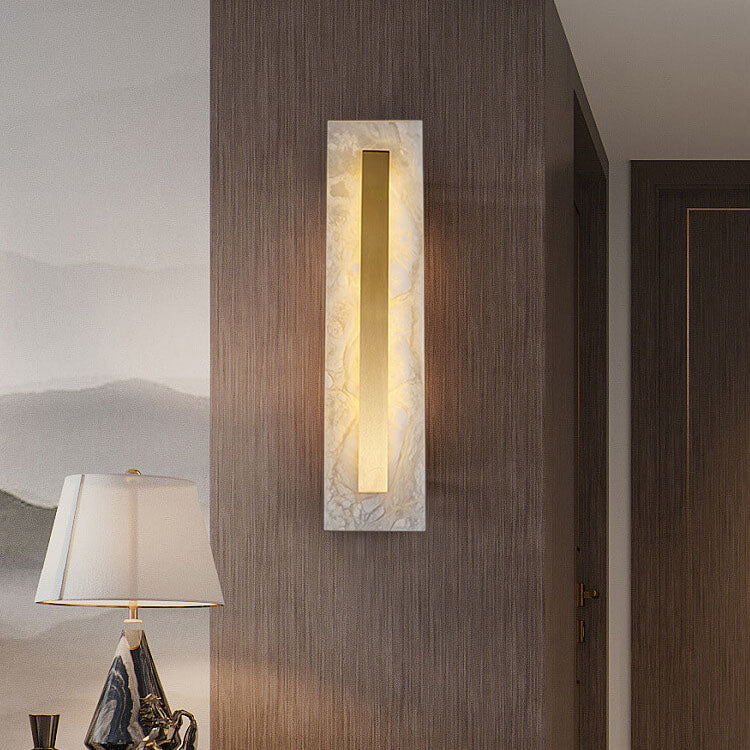 Applique da Parete LED in Ottone e Marmo di Lusso Leggero a Forma Ovale e Quadrata