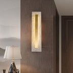 Applique da Parete LED in Ottone e Marmo di Lusso Leggero a Forma Ovale e Quadrata