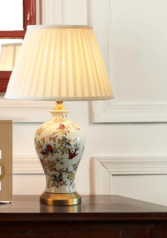 AmeriArt Lampada da Tavolo in Ceramica Dipinta a Mano