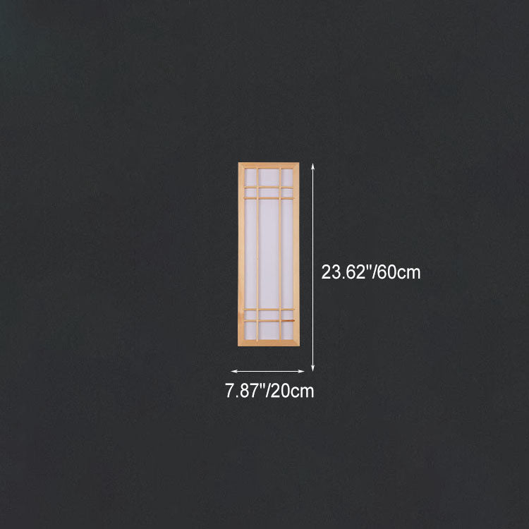 Applique da parete LED in legno massello acrilico rettangolare giapponese tradizionale per camera da letto