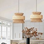 Lampada a sospensione in rattan intrecciato giapponese Wabi-Sabi