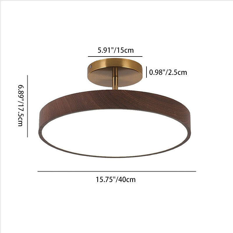 Luce a LED rotonda semi-incassata in legno minimalista giapponese Wabi-sabi