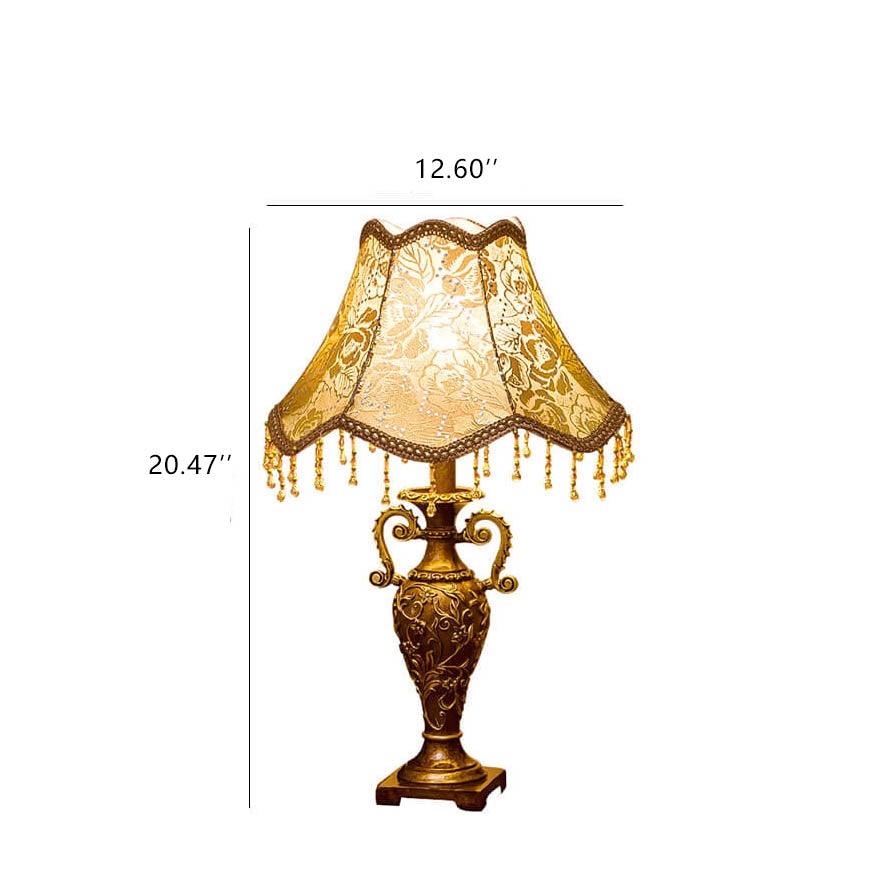 Lampada da Tavolo Antica in Tessuto Vintage Europeo a 1 Luce