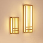 Lampada da parete LED rettangolare in legno massello e acrilico, minimalista e moderna per il soggiorno