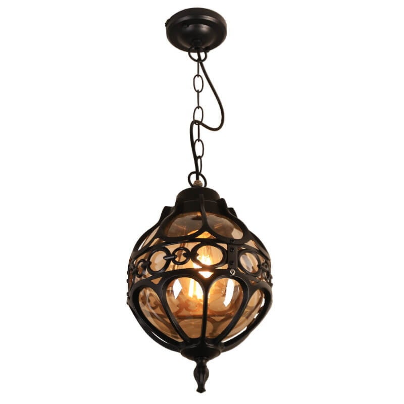 Lampada a sospensione impermeabile da esterno a forma di globo retro industriale con 1 luce