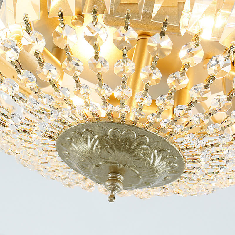 Lampada da soffitto vintage rotonda in cristallo 4/6 luci