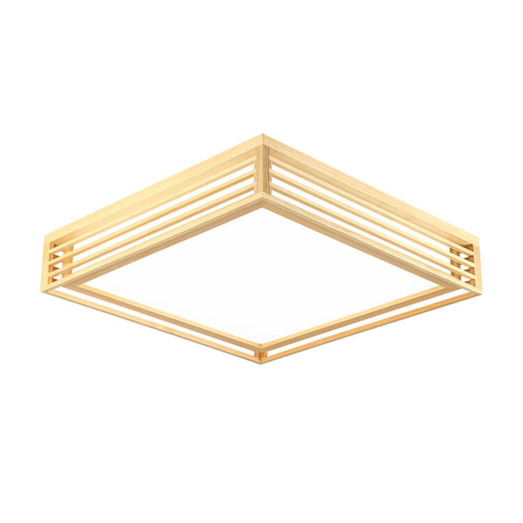 Lampada da soffitto LED quadrata in legno massello nordico stile giapponese
