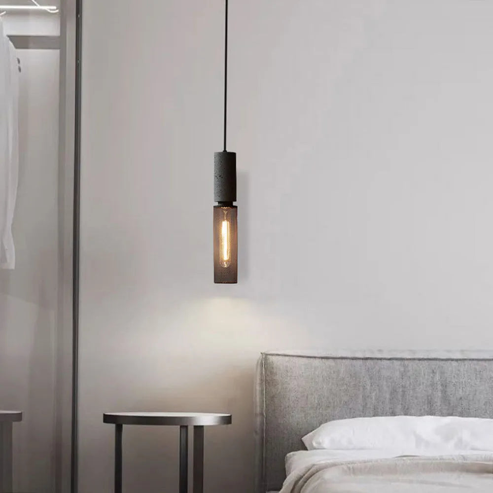 Xenith Lampada a Sospensione Industriale Cilindrica, Cemento/Metallo