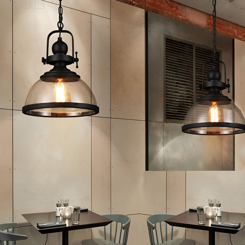 Frendorf | Lampada a sospensione in vetro a forma di ciotola | Design retro industriale