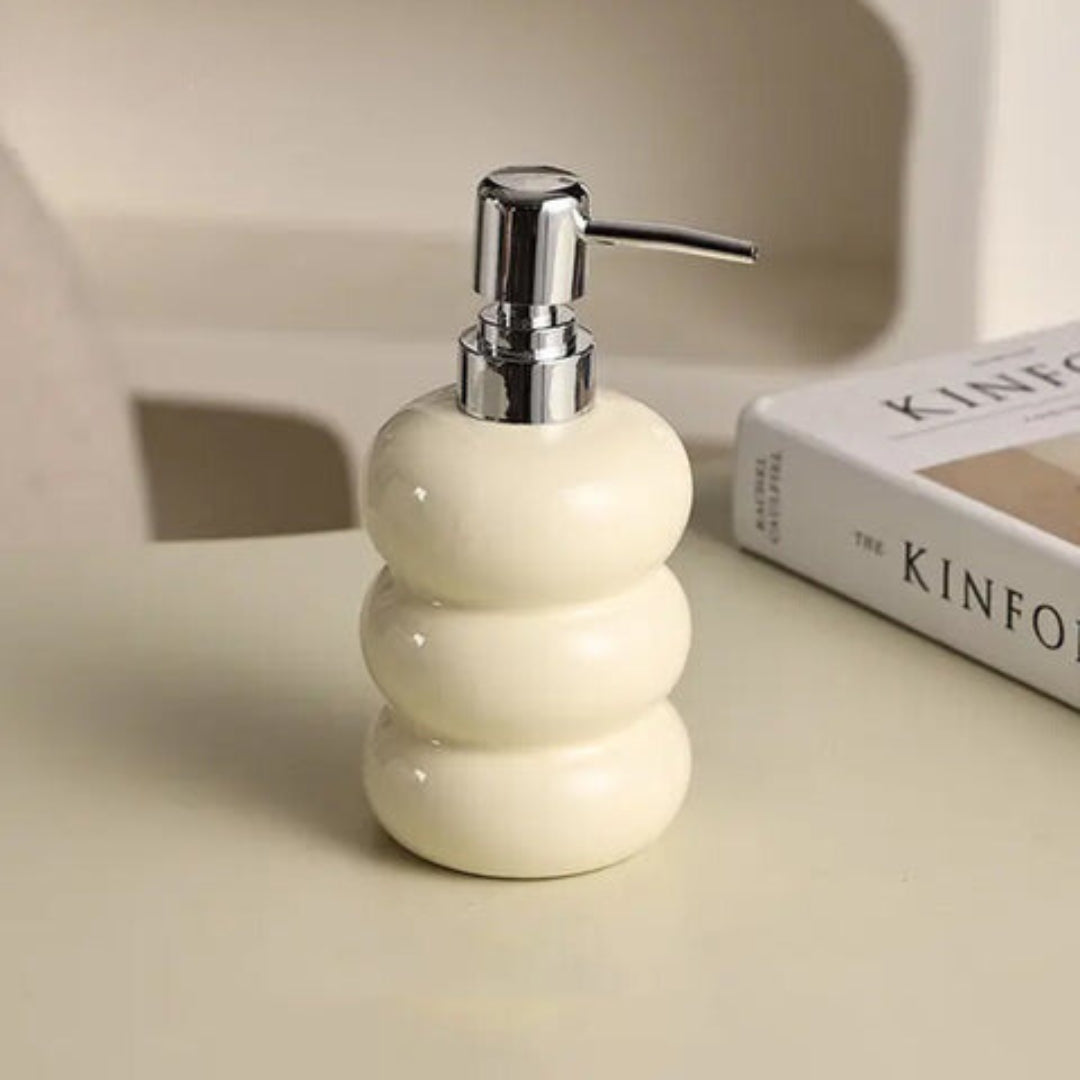 CeramiLux - Dispenser per sapone opaco con pompa in argento e base antiscivolo