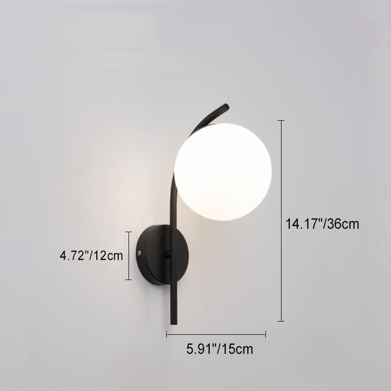 Applique da Parete Lampada a Globo di Vetro Nordic Arc 1 Luce