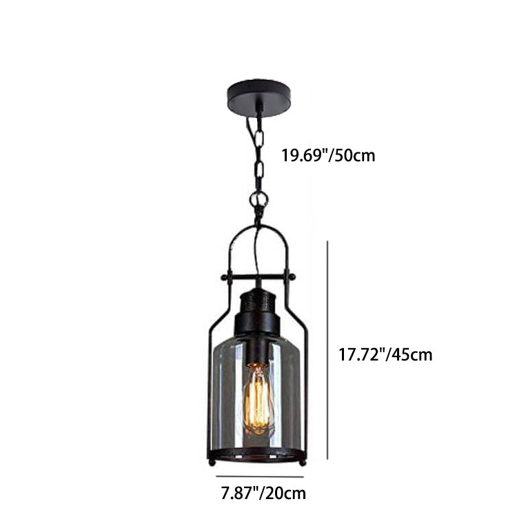 Lampada a Sospensione Vintage Industriale in Ferro e Vetro con 1 Luce