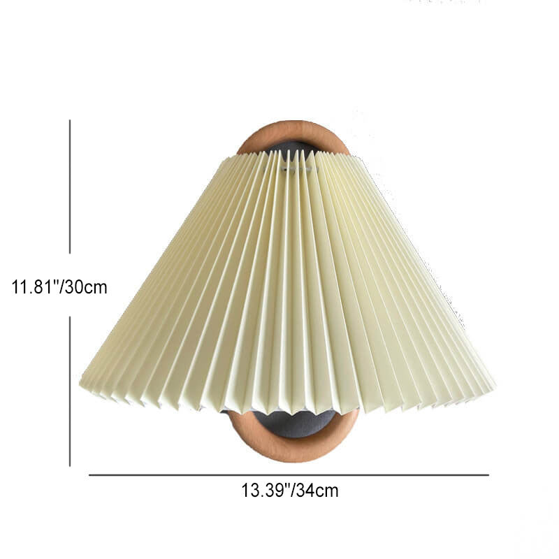 Applique moderna originale in legno massello plissettato a semicerchio con 1 luce