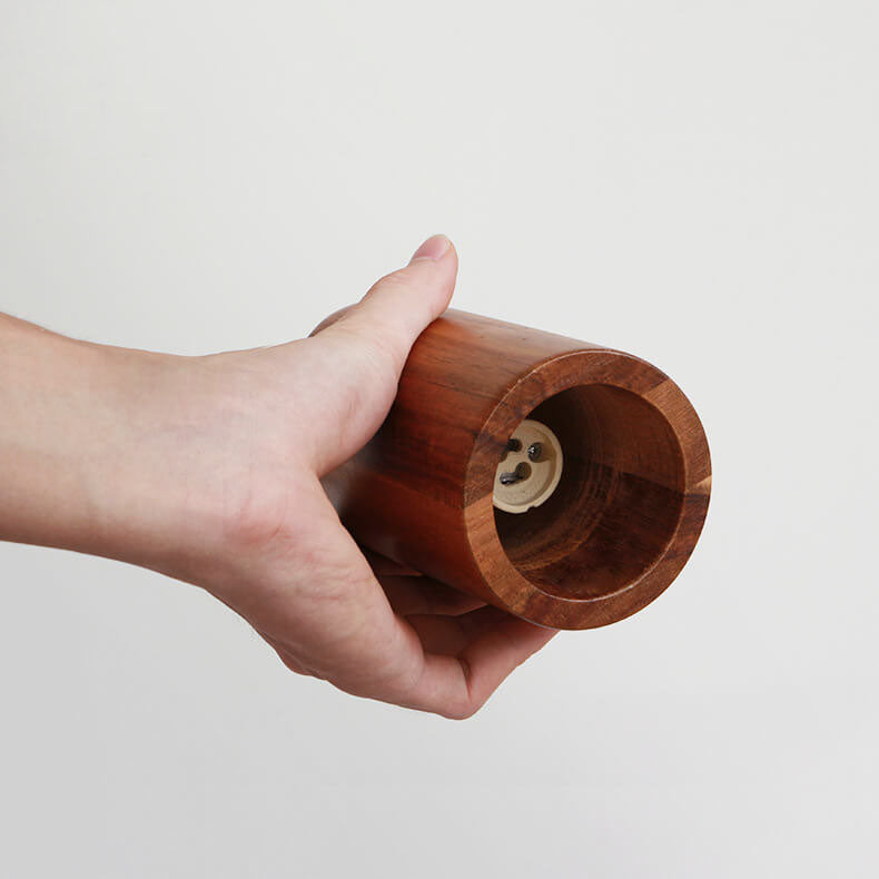 Lampada a Sospensione Piccola Cilindrica in Legno Semplice con 1 Luce