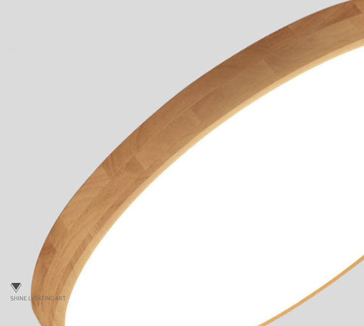 Lampada da soffitto a LED ultra-sottile rotonda in legno massello nordico