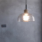 Lampada a Sospensione Moderna Minimalista in Vetro Trasparente Ondulato con Ombra in Ferro a 1 Luce per Soggiorno