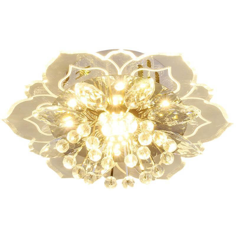 Moderno Lampadario LED a Soffitto a Forma di Fiore in Cristallo