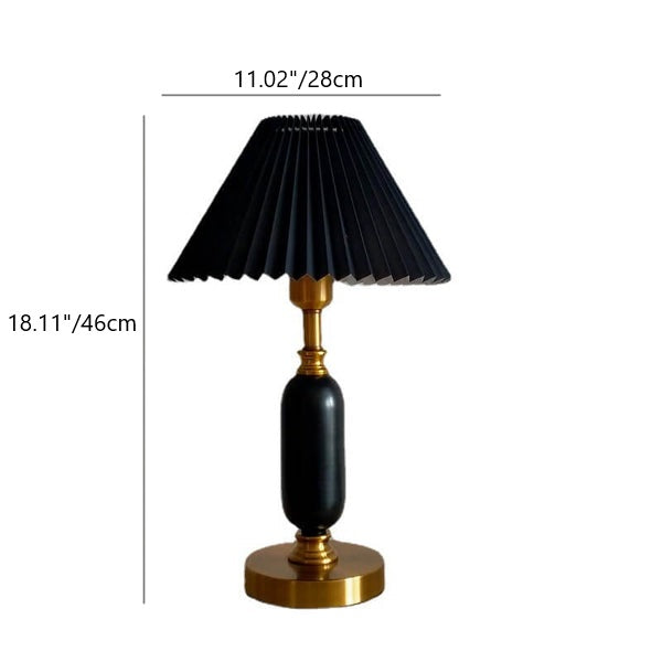 Lampada da Tavolo Tradizionale Francese con Paralume Pieghettato in Tessuto PVC e Metallo per Camera da Letto