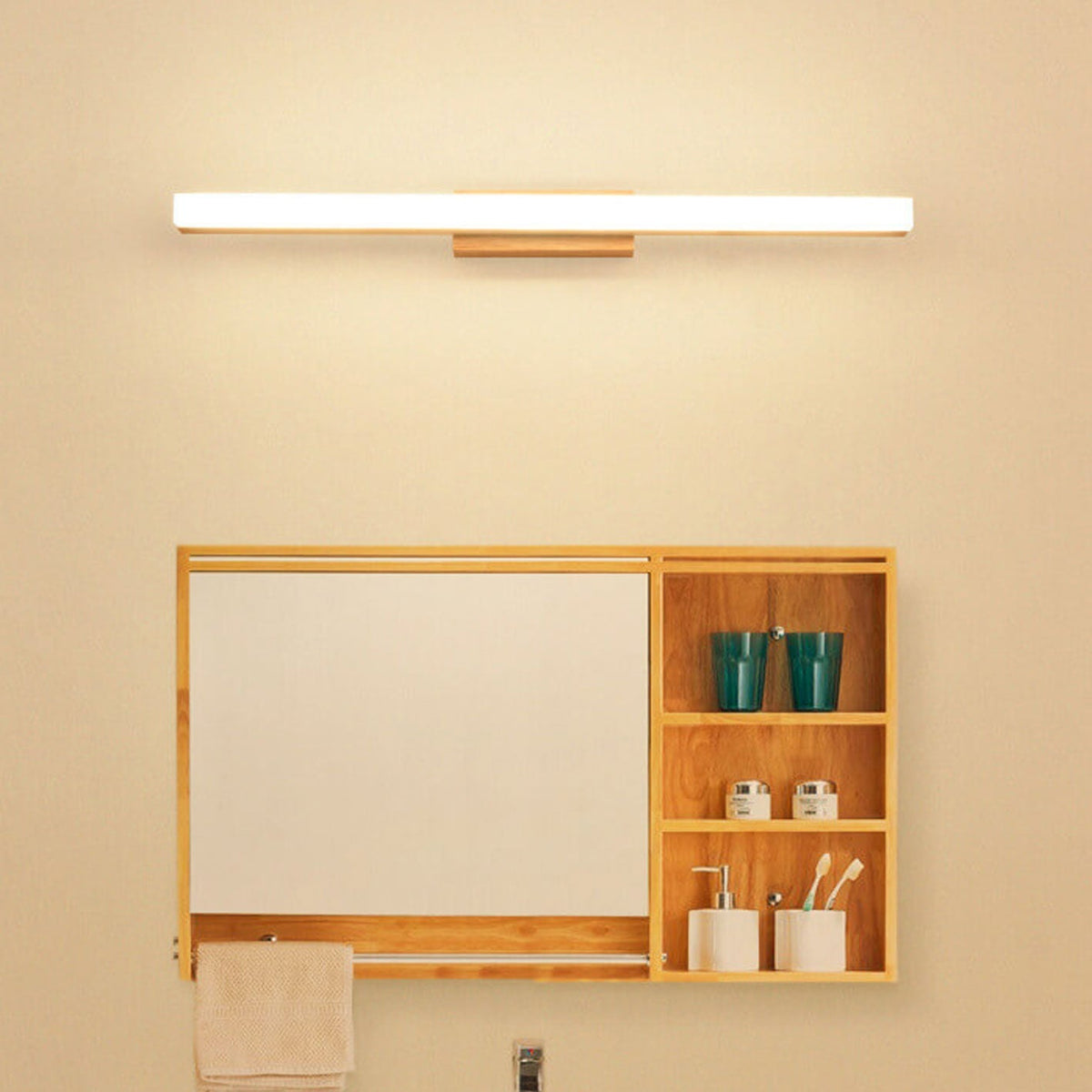 Lampada da parete LED a striscia lunga in legno minimalista nordico