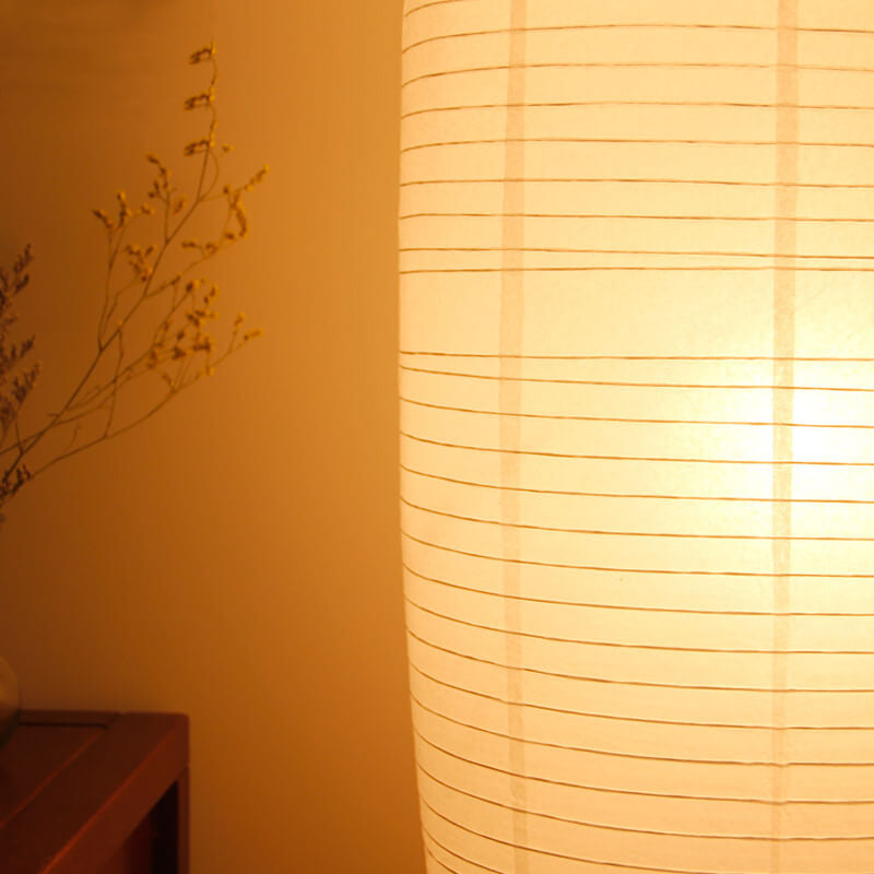 Lampada da terra con colonna in carta di riso minimalista nordica a 2 luci