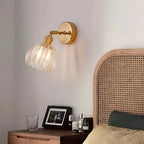 Applique da Parete in Vetro a Tulipano in Ottone Vintage 1 Luce