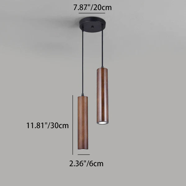 Lampada a sospensione LED cilindrica in legno di quercia minimalista moderna per soggiorno e camera da letto