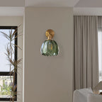 Applique da Parete in Vetro a Tulipano in Ottone Vintage 1 Luce