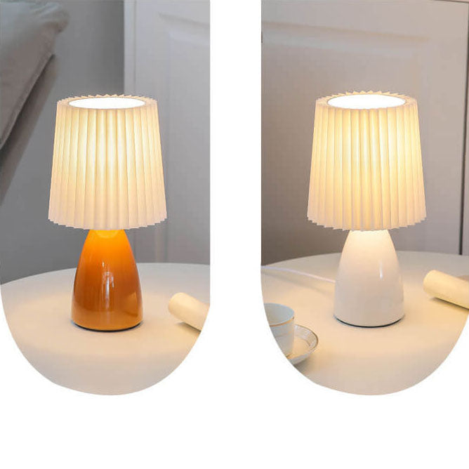 Lampada da Tavolo con Base in Vetro Pieghettato Vintage Nordico a 1 Luce