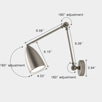 Applique da Parete Retrattile Rotante in Ferro a Braccio Swing Industriale Retro con 1 Luce