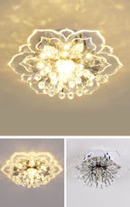 Moderno Lampadario LED a Soffitto a Forma di Fiore in Cristallo