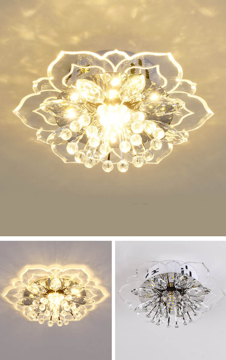 Moderno Lampadario LED a Soffitto a Forma di Fiore in Cristallo