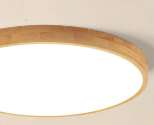 Lampada da soffitto a LED ultra-sottile rotonda in legno massello nordico