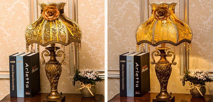 Lampada da Tavolo Antica in Tessuto Vintage Europeo a 1 Luce