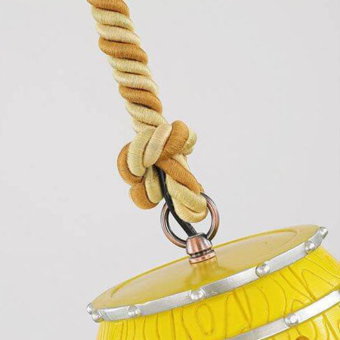 Lampadario in Resina Tradizionale Vintage con Fune di Canapa per Barile di Vino, 1 Luce per Soggiorno