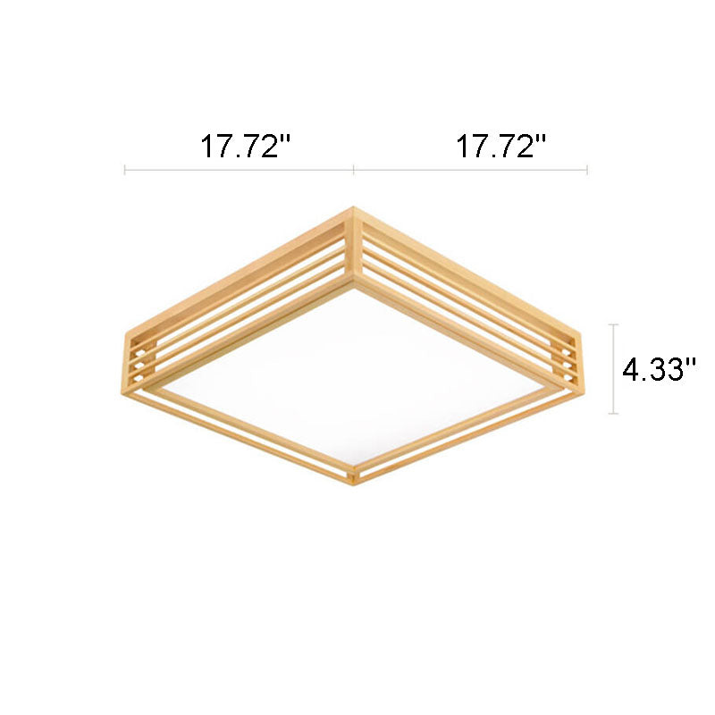 Lampada da soffitto LED quadrata in legno massello nordico stile giapponese