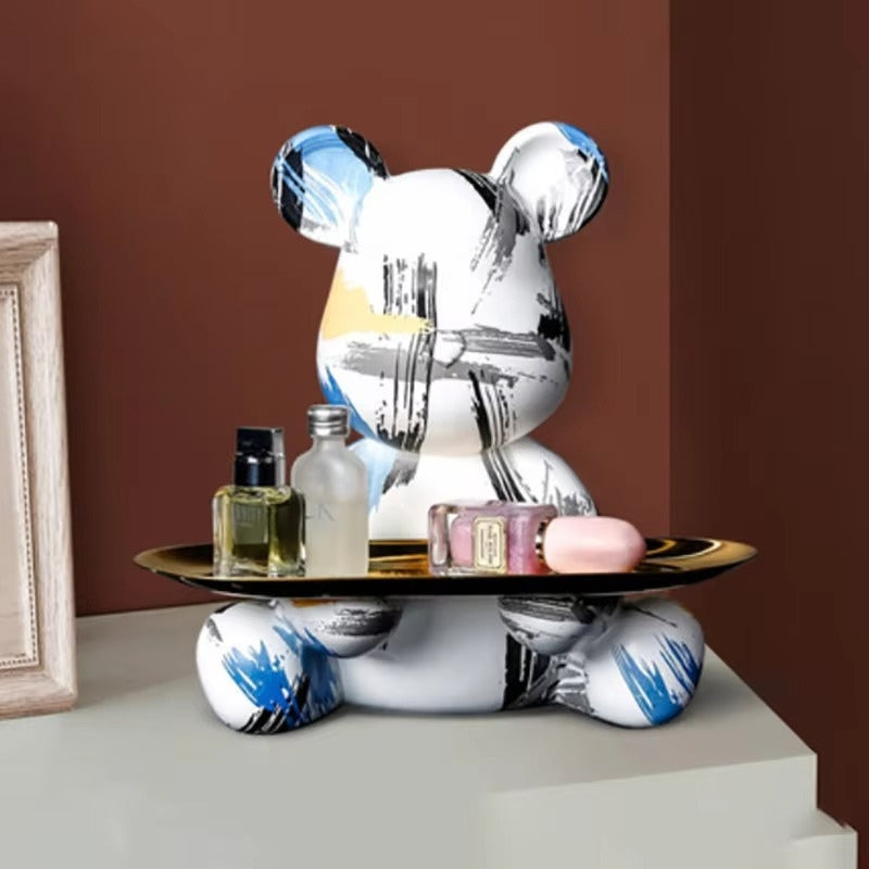 BearCraft - Figura di orso graffiti con vassoio per esposizione decorativa