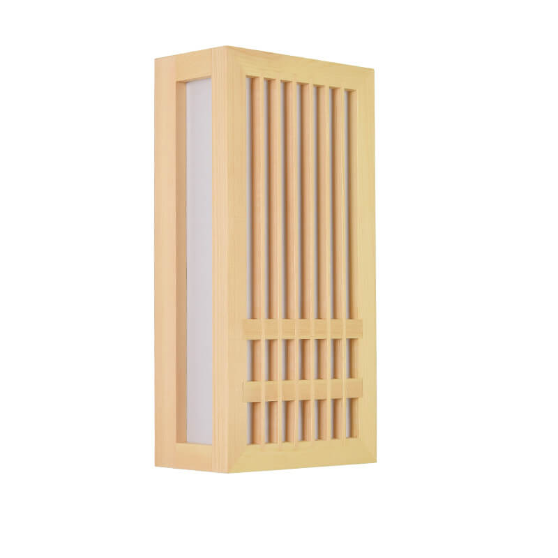 Lampada da parete LED rettangolare in legno massello e acrilico, minimalista e moderna per il soggiorno