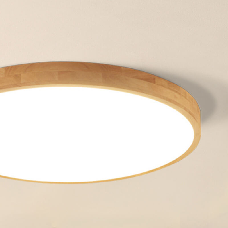 Lampada da soffitto a LED ultra-sottile rotonda in legno massello nordico