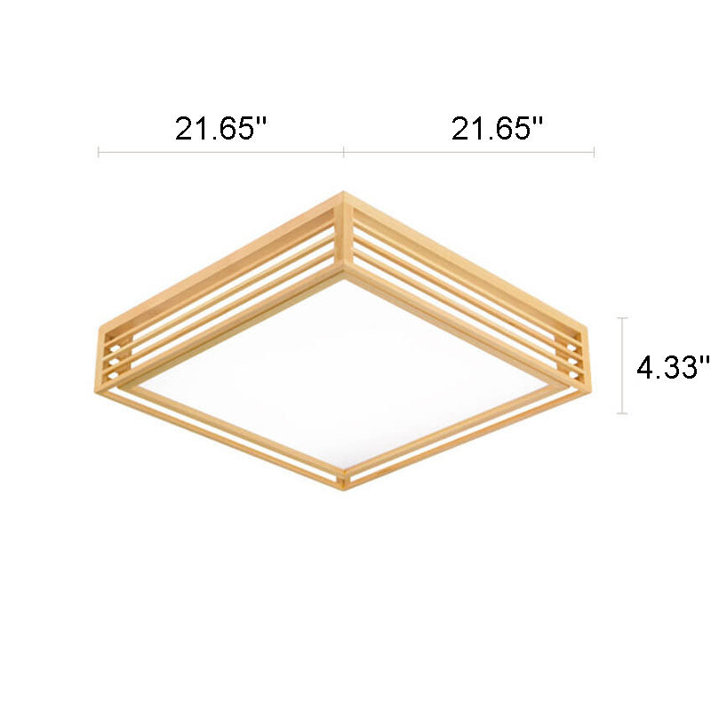 Lampada da soffitto LED quadrata in legno massello nordico stile giapponese