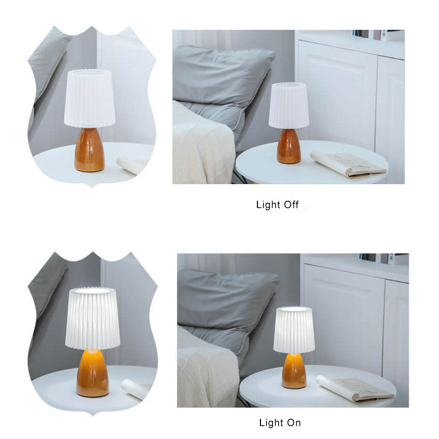 Lampada da Tavolo con Base in Vetro Pieghettato Vintage Nordico a 1 Luce