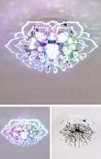 Moderno Lampadario LED a Soffitto a Forma di Fiore in Cristallo