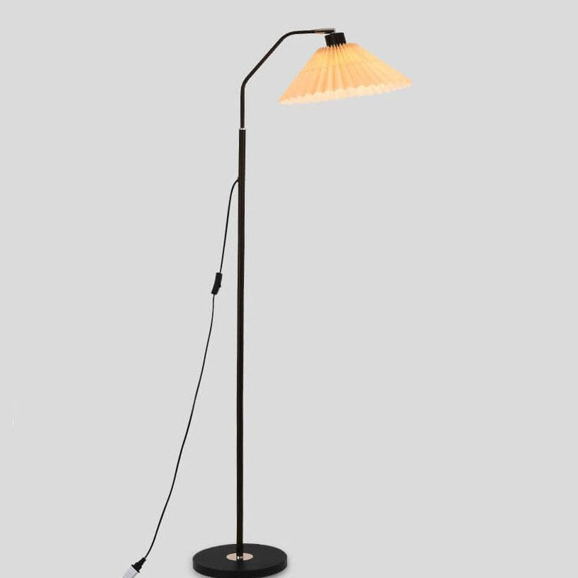 Lampada da terra con paralume plissettato in tessuto minimalista a 1 luce