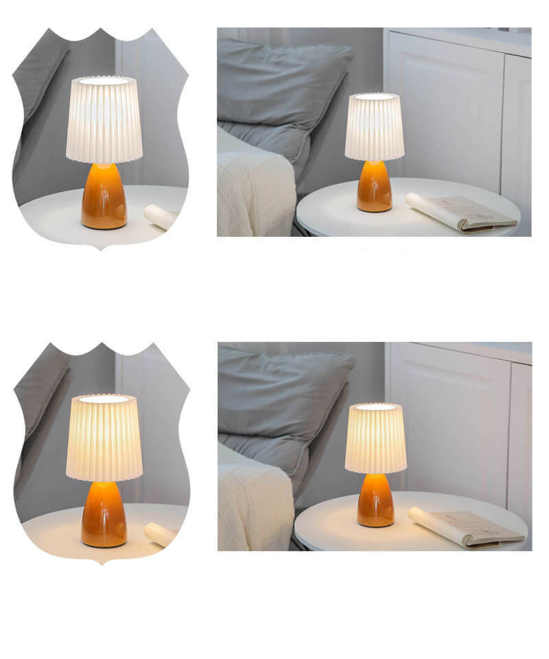 Lampada da Tavolo con Base in Vetro Pieghettato Vintage Nordico a 1 Luce