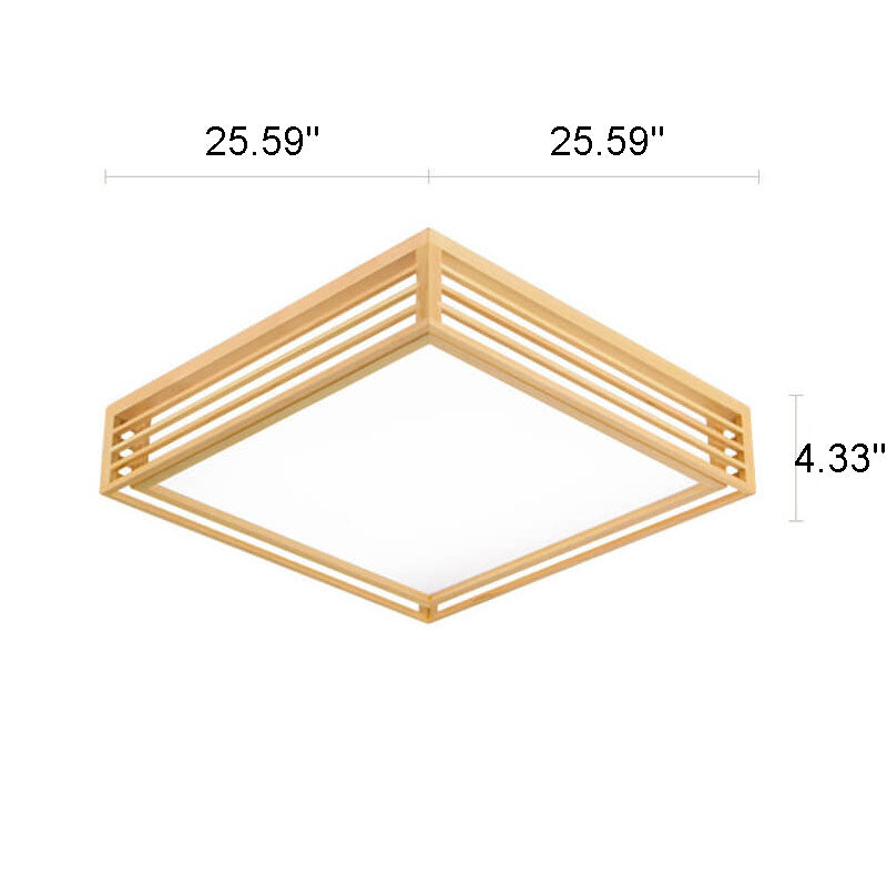 Lampada da soffitto LED quadrata in legno massello nordico stile giapponese