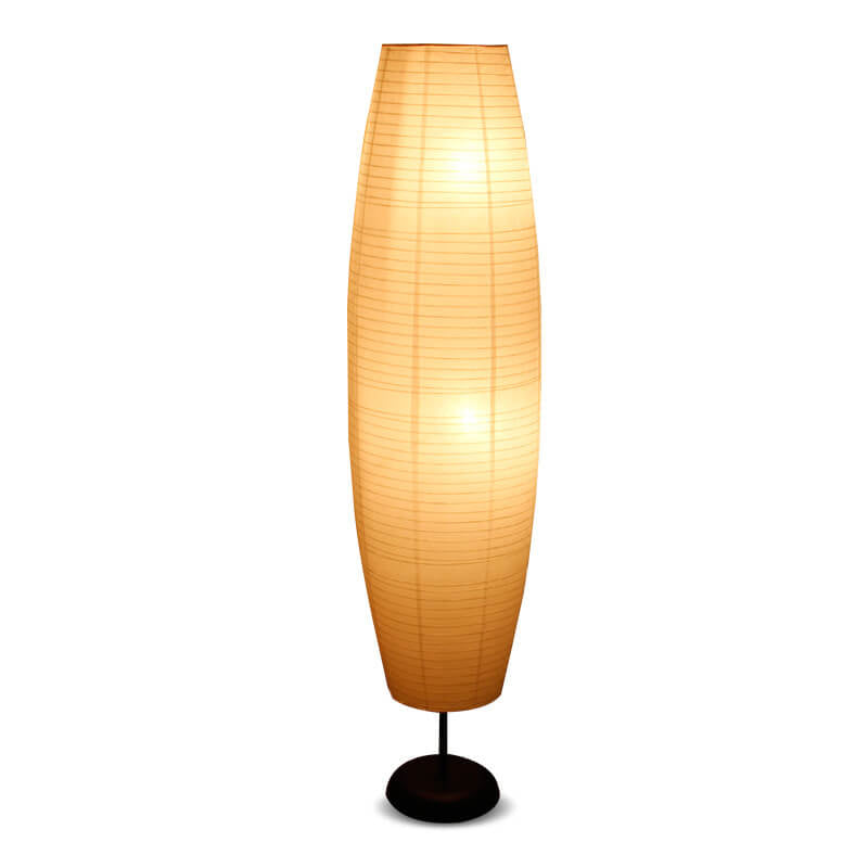 Lampada da terra con colonna in carta di riso minimalista nordica a 2 luci