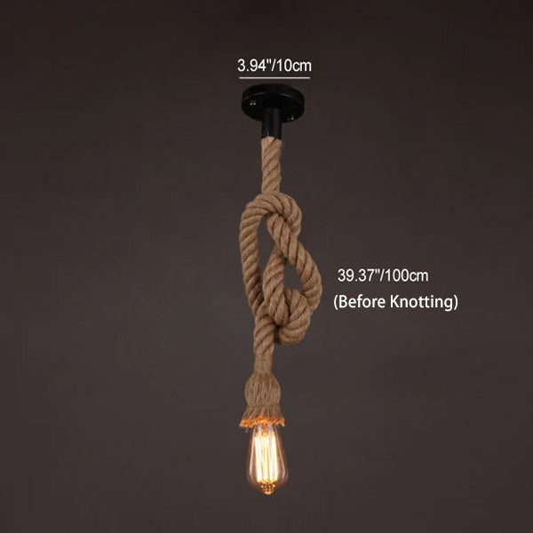Lampada a Sospensione Contemporanea in Fune di Canapa Industriale 1/2 Luce per Soggiorno