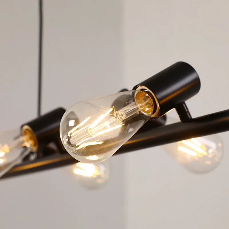 Lampadario Vintage LED Epoch in Metallo Nero per Sala da Pranzo/Soggiorno/Bar