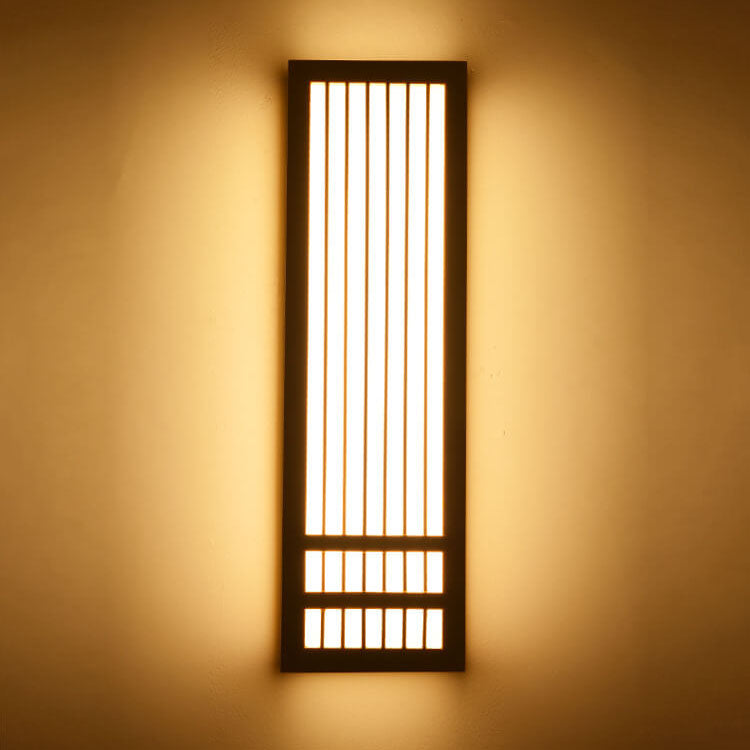Lampada da parete LED rettangolare in legno massello e acrilico, minimalista e moderna per il soggiorno